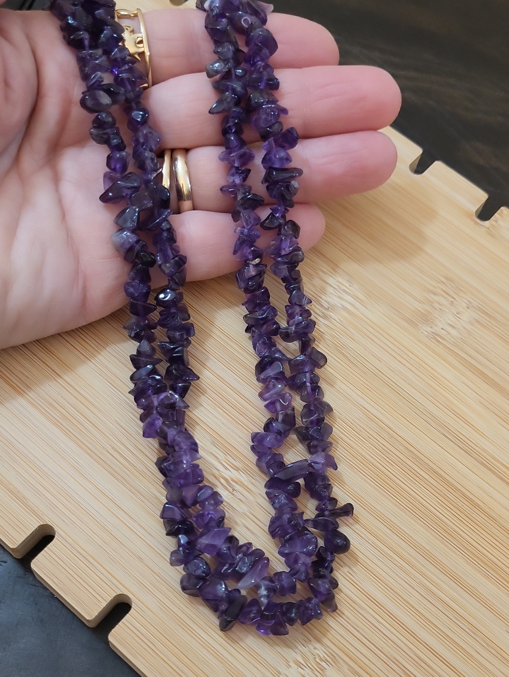 Amethyst Gemstone Chip Bead Necklace - Purple 40in